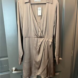 Abercrombie & Fitch Long-Sleeve Wrap Shirt Dress